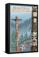 British Columbia, Canada - Totem Pole-Lantern Press-Framed Stretched Canvas