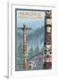 British Columbia, Canada - Totem Pole-Lantern Press-Framed Art Print