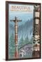 British Columbia, Canada - Totem Pole-Lantern Press-Framed Art Print