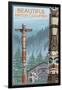 British Columbia, Canada - Totem Pole-Lantern Press-Framed Art Print