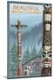 British Columbia, Canada - Totem Pole-Lantern Press-Mounted Art Print