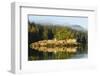 British Columbia. Rocky islands reflect in the water of Canada's inside passage.-Brenda Tharp-Framed Photographic Print