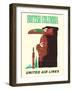 British Columbia - United Air Lines - Northwest Totem Pole - Vintage Airline Travel Poster, 1960s-Pacifica Island Art-Framed Art Print
