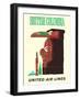 British Columbia - United Air Lines - Northwest Totem Pole - Vintage Airline Travel Poster, 1960s-Pacifica Island Art-Framed Art Print