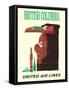 British Columbia - United Air Lines - Northwest Totem Pole - Vintage Airline Travel Poster, 1960s-Pacifica Island Art-Framed Stretched Canvas