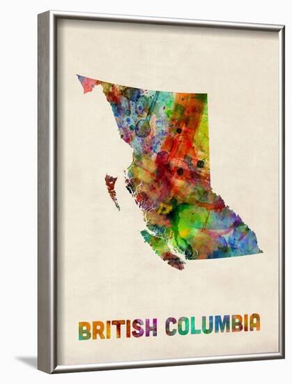 British Columbia Watercolor Map-Michael Tompsett-Framed Art Print