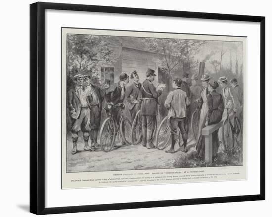 British Cyclists in Normandy, Receiving Consignations at a Customs Post-null-Framed Giclee Print