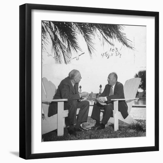British Economist John Maynard Keynes and Harry D. White Meeting at the Monetary Conf-null-Framed Photographic Print