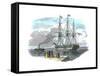 British Emigrant Ship Being Towed Out of Harbour before Setting Sail for Sydney, Australia-null-Framed Stretched Canvas