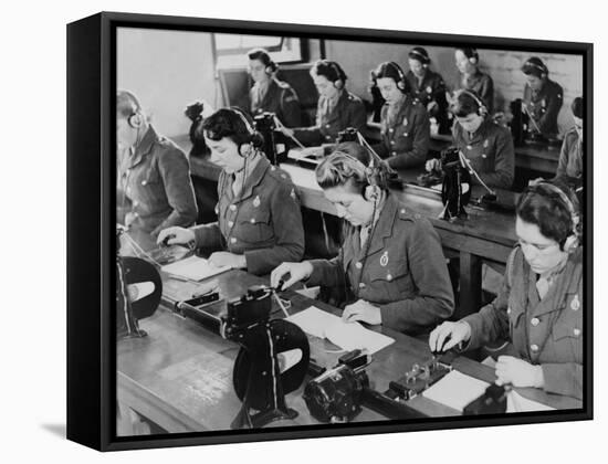 British Enlisted Women Learning Morse Code in Classroom, Ca. 1942-null-Framed Stretched Canvas