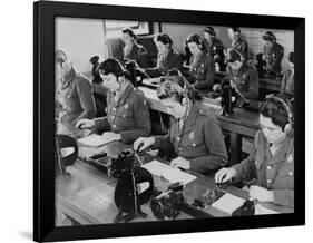 British Enlisted Women Learning Morse Code in Classroom, Ca. 1942-null-Framed Photo