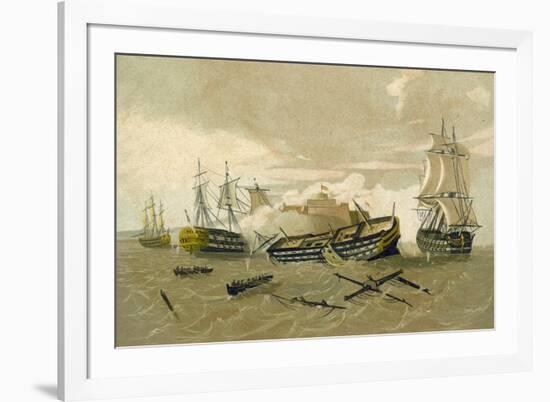 British Fleet Attacking Castillo Del Morro, Cuba, 1761-null-Framed Giclee Print