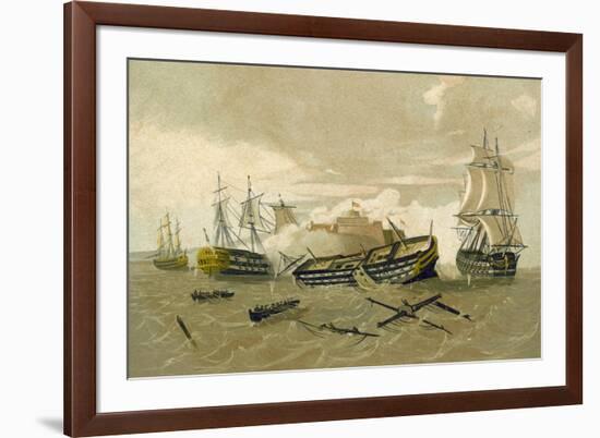 British Fleet Attacking Castillo Del Morro, Cuba, 1761-null-Framed Giclee Print