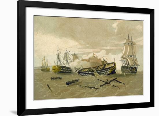 British Fleet Attacking Castillo Del Morro, Cuba, 1761-null-Framed Giclee Print