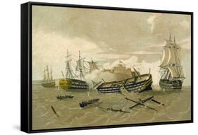 British Fleet Attacking Castillo Del Morro, Cuba, 1761-null-Framed Stretched Canvas