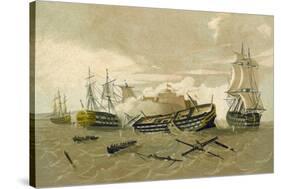 British Fleet Attacking Castillo Del Morro, Cuba, 1761-null-Stretched Canvas