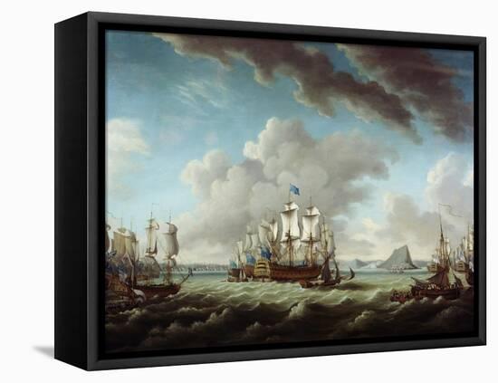 British Fleet Defending Gibraltar-Richard Paton-Framed Stretched Canvas