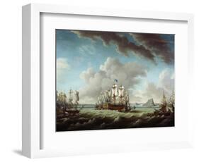 British Fleet Defending Gibraltar-Richard Paton-Framed Giclee Print