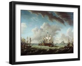 British Fleet Defending Gibraltar-Richard Paton-Framed Giclee Print