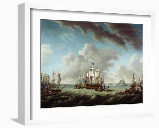 British Fleet Defending Gibraltar-Richard Paton-Framed Giclee Print