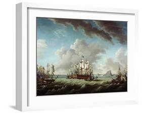 British Fleet Defending Gibraltar-Richard Paton-Framed Giclee Print