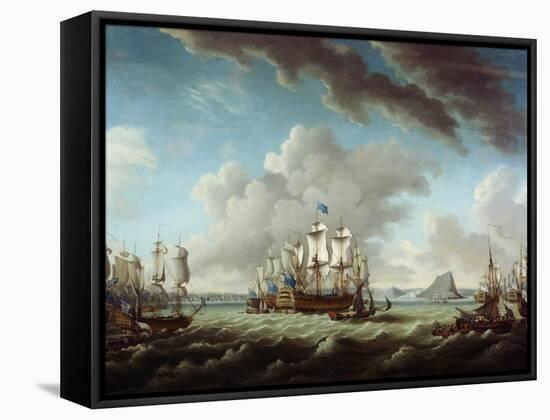 British Fleet Defending Gibraltar-Richard Paton-Framed Stretched Canvas