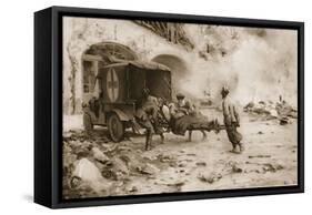 British 'Flying' Ambulance at the Western Front Attending a Wounded Man-null-Framed Stretched Canvas