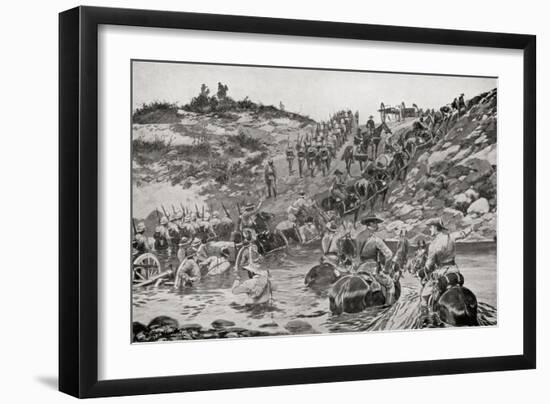 British Forces Fording a River Between Camp Frere and Chieveley During the Second Boer War-Louis Creswicke-Framed Giclee Print