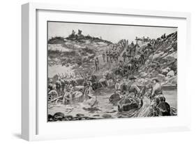 British Forces Fording a River Between Camp Frere and Chieveley During the Second Boer War-Louis Creswicke-Framed Giclee Print