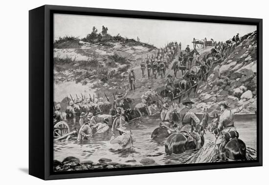 British Forces Fording a River Between Camp Frere and Chieveley During the Second Boer War-Louis Creswicke-Framed Stretched Canvas