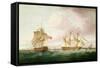 British Frigates Off Dover-Thomas Whitcombe-Framed Stretched Canvas