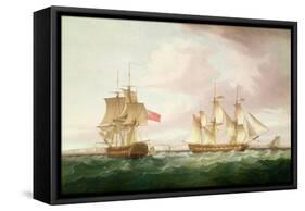British Frigates Off Dover-Thomas Whitcombe-Framed Stretched Canvas
