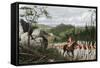 British General Braddock Marching to Fort Duquesne in the French and Indian War, c.1755-null-Framed Stretched Canvas