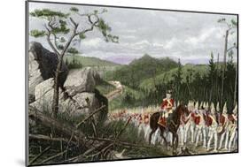 British General Braddock Marching to Fort Duquesne in the French and Indian War, c.1755-null-Mounted Giclee Print