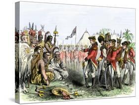 British General Burgoyne Addressing Native Americans to Secure an Alliance-null-Stretched Canvas