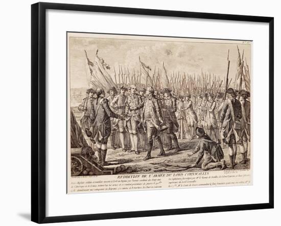 British General Charles Cornwallis Surrendering Arms to French and Americans-null-Framed Giclee Print