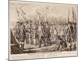 British General Charles Cornwallis Surrendering Arms to French and Americans-null-Mounted Giclee Print