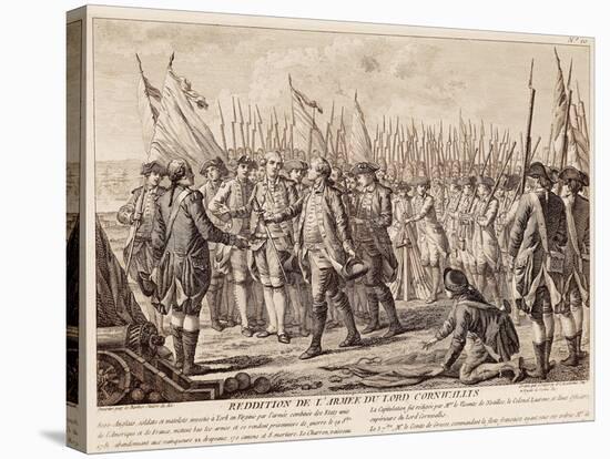 British General Charles Cornwallis Surrendering Arms to French and Americans-null-Stretched Canvas