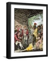 British General Henry Bouquet's Council with the Native Americans during Pontiac's War, c.1763-null-Framed Giclee Print