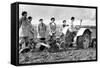 British Girls of the Women's Land Army Learning to Plough with a Tractor, World War II, 1939-1945-null-Framed Stretched Canvas