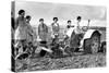 British Girls of the Women's Land Army Learning to Plough with a Tractor, World War II, 1939-1945-null-Stretched Canvas