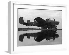 British Ground Crew of the RAF Servicing an American Made B-25 Mitchell Bomber-null-Framed Photographic Print
