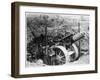 British Gun Emplacement on the Western Front: a Howitzer Camouflaged Under Netting-null-Framed Art Print