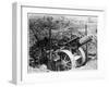 British Gun Emplacement on the Western Front: a Howitzer Camouflaged Under Netting-null-Framed Art Print