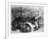 British Gun Emplacement on the Western Front: a Howitzer Camouflaged Under Netting-null-Framed Art Print