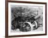 British Gun Emplacement on the Western Front: a Howitzer Camouflaged Under Netting-null-Framed Art Print