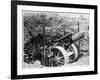British Gun Emplacement on the Western Front: a Howitzer Camouflaged Under Netting-null-Framed Art Print