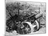 British Gun Emplacement on the Western Front: a Howitzer Camouflaged Under Netting-null-Mounted Art Print