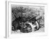 British Gun Emplacement on the Western Front: a Howitzer Camouflaged Under Netting-null-Framed Art Print