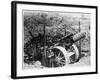 British Gun Emplacement on the Western Front: a Howitzer Camouflaged Under Netting-null-Framed Art Print